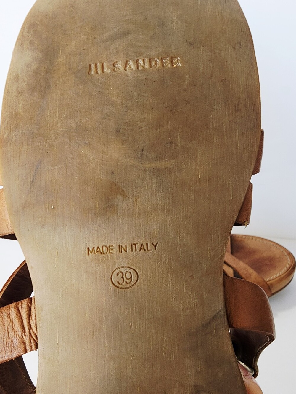 Jil Sander Brown Leather Crisscross Strap Sandals Size 39 - Picture 7 of 7